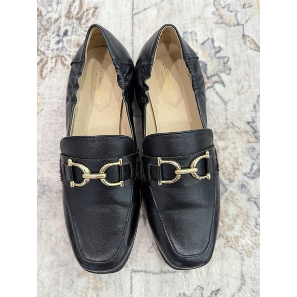Liz Claiborne Shoes - Liz Claiborne Black Leather Loafers Women's Size 8.5 Gold Horsebit Preppy Smart